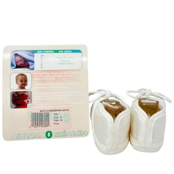 Darling Baby Christening Satin Shoes Newborn Size 0 With Box - Picture 3 of 6